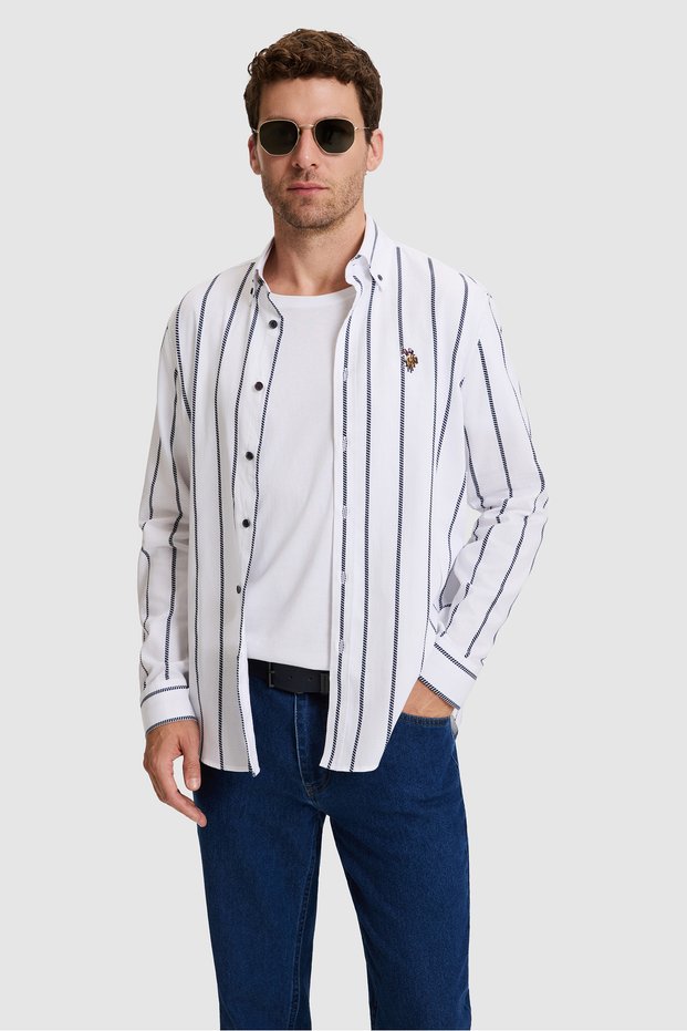 Men's Navy Blue Long-Sleeved Shirt 50326420-Vr033