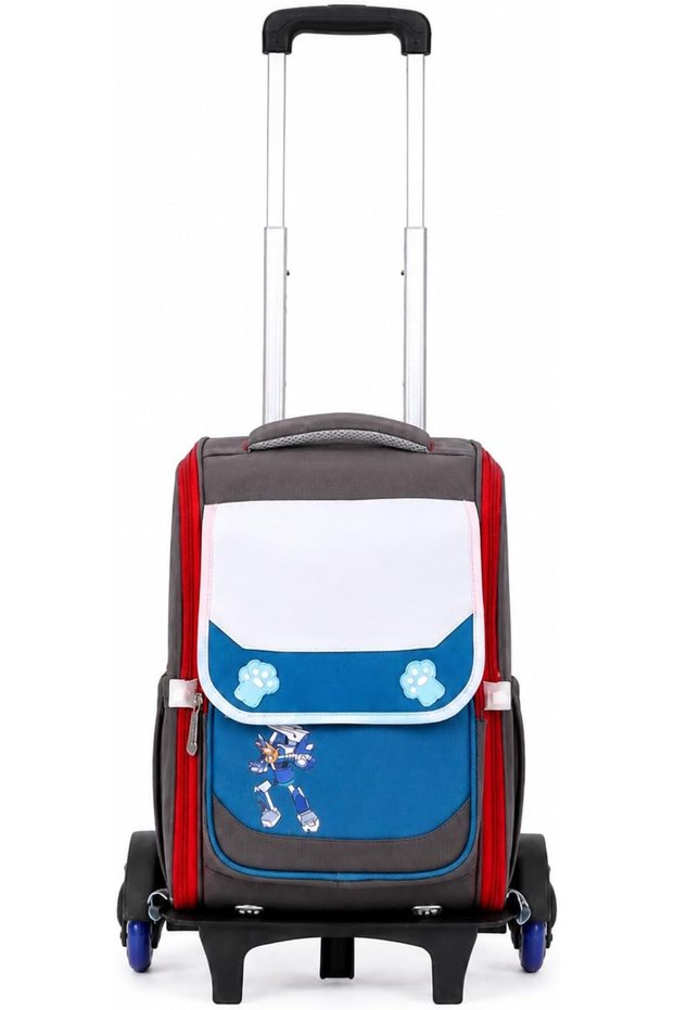 Boys Rolling Backpack 18 Inch Ash and Blue with Trolley