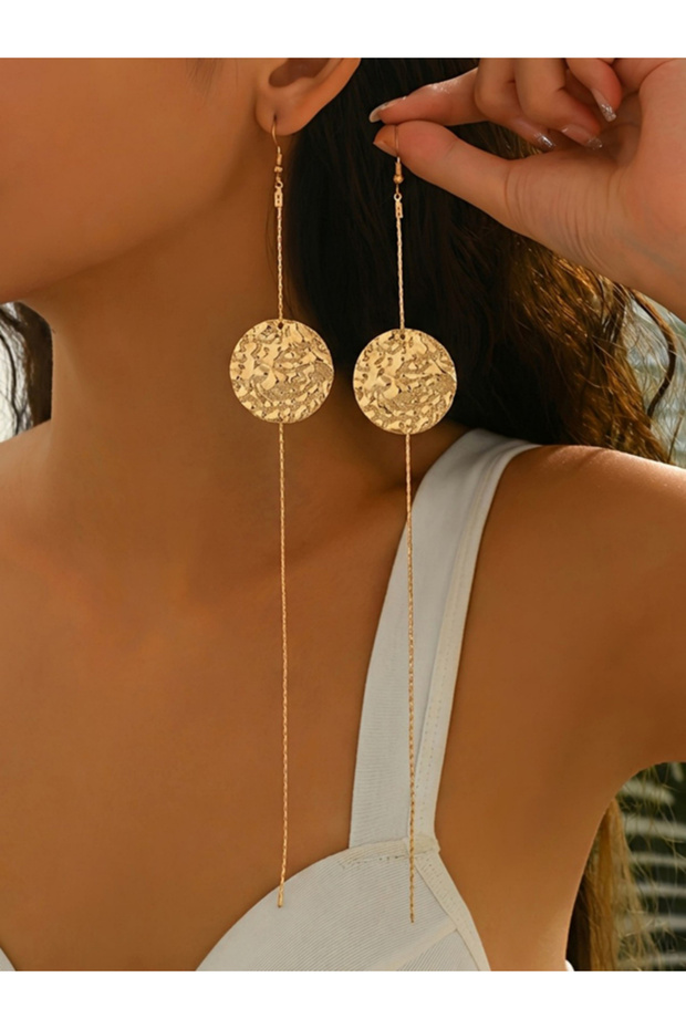 Gold Texture Dangle Earrings