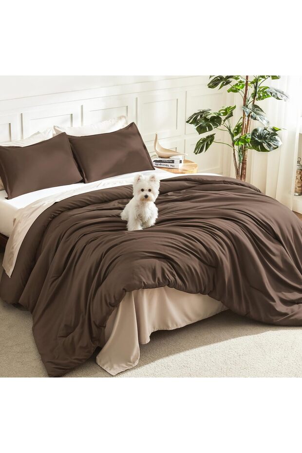 Brown Twin XL Comforter Set, 2 Pieces Extra Long Dorm Bedding