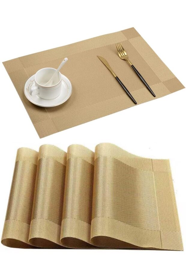4 قطع من مفارش الطاولة، سهلة التنظيف، مصنوعة من البلاستيك، قابلة للغسل، مناسبة لطاولة المطبخ، للاستخدام الداخلي والخارجي.