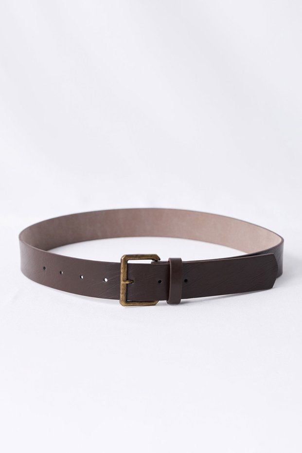Brown Leather Belt with a Metal Buckle