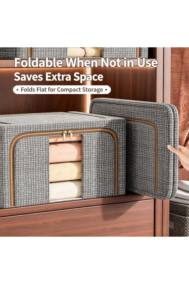 Grey Foldable Printed Storage Box