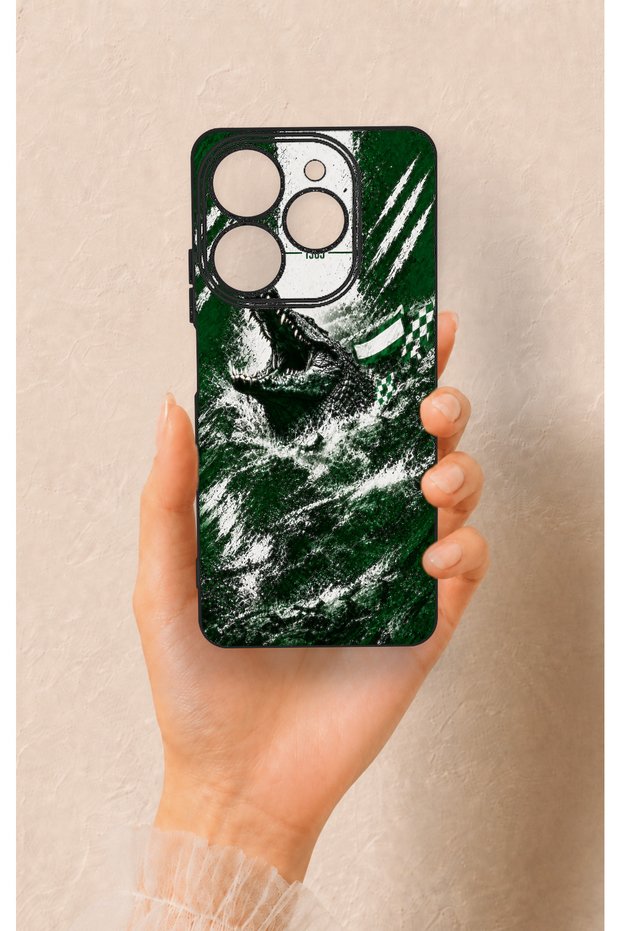 Tecno Spark 10 Pro Compatible Green Crocodile-Themed Patterned Silicone Case