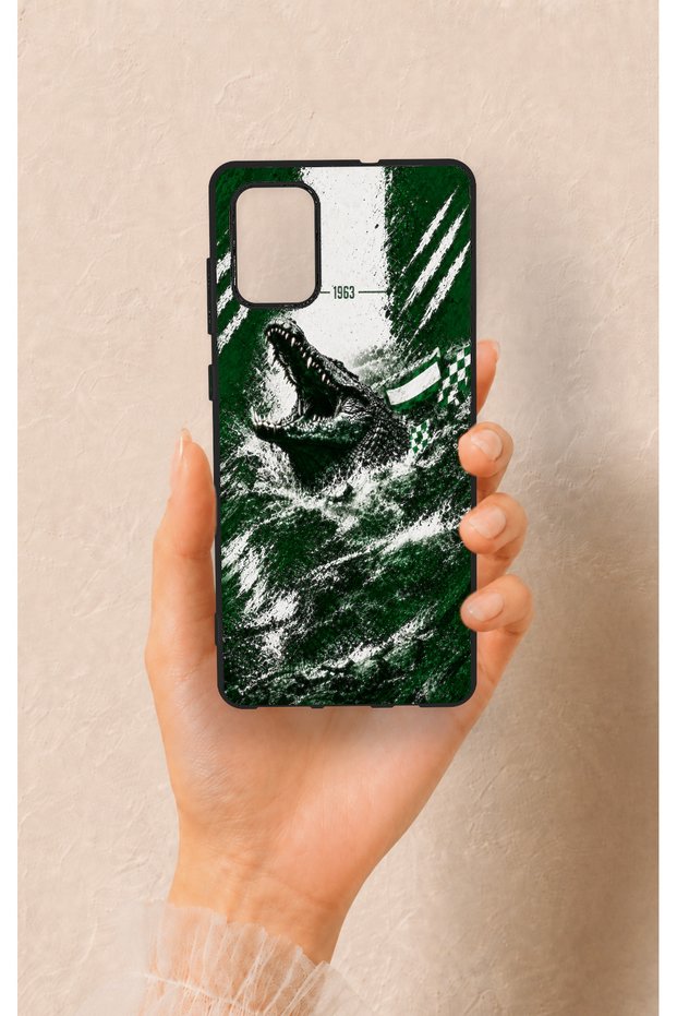 Samsung A71 Compatible Green Crocodile-Themed Patterned Silicone Case.