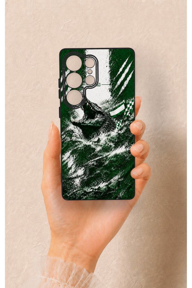 Samsung S25 Ultra Compatible Green Crocodile-Themed Patterned Silicone Case