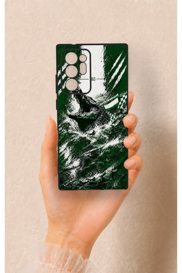 Samsung Note 20 Ultra Compatible Green Crocodile-Themed Patterned Silicone Case.