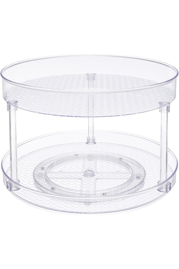 Clear 2-Tier Lazy Susan Turntable Organiser, 30.5 cm