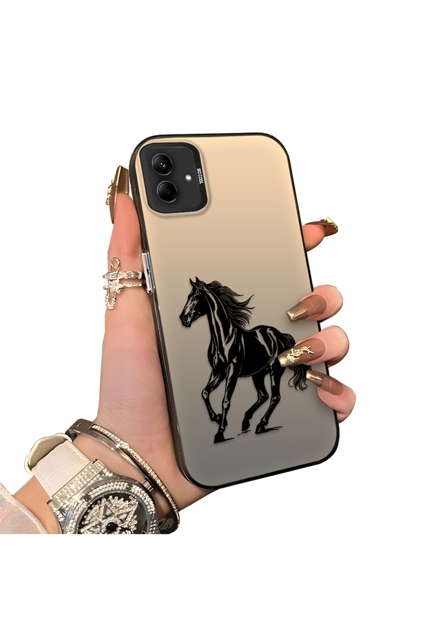 Samsung Galaxy A03 Compatible Silicone Hard-Edge Back Case with Patterned "Lovers" Design Phone Case