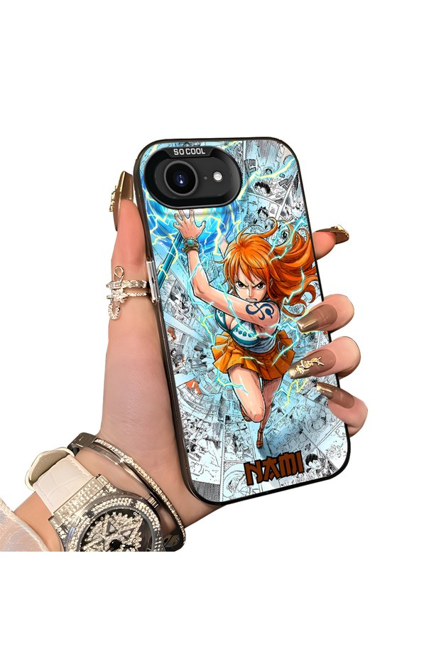 iPhone 17e-Compatible Silicone Hard-Edge Back Case with Nami Pattern—Lovers' Phone Case