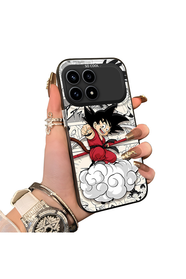 Poco F8 Pro 5G Compatible Silicone Hard-Edge Back Case with Goku Design—Cute Couple Phone Case