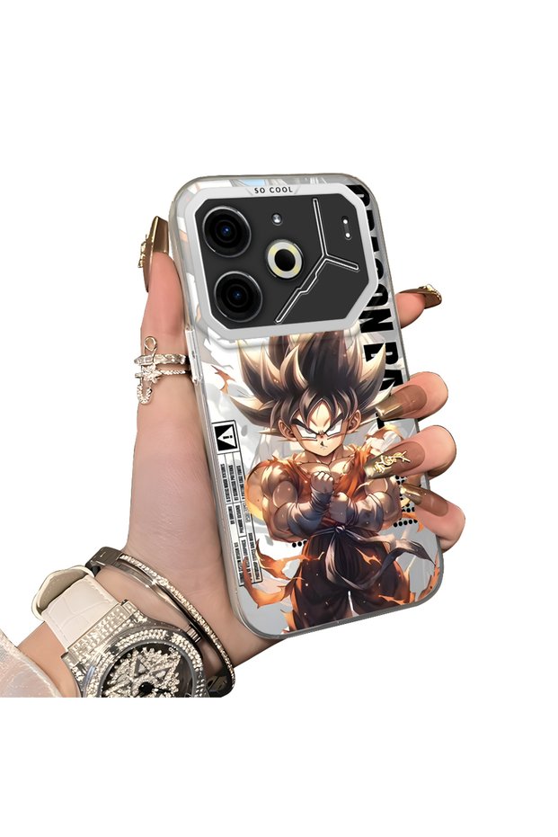 Tecno Pova 6 Compatible Silicone Hard-Edge Back Case with Dragon Ball Design—Romantic Couple Phone Case