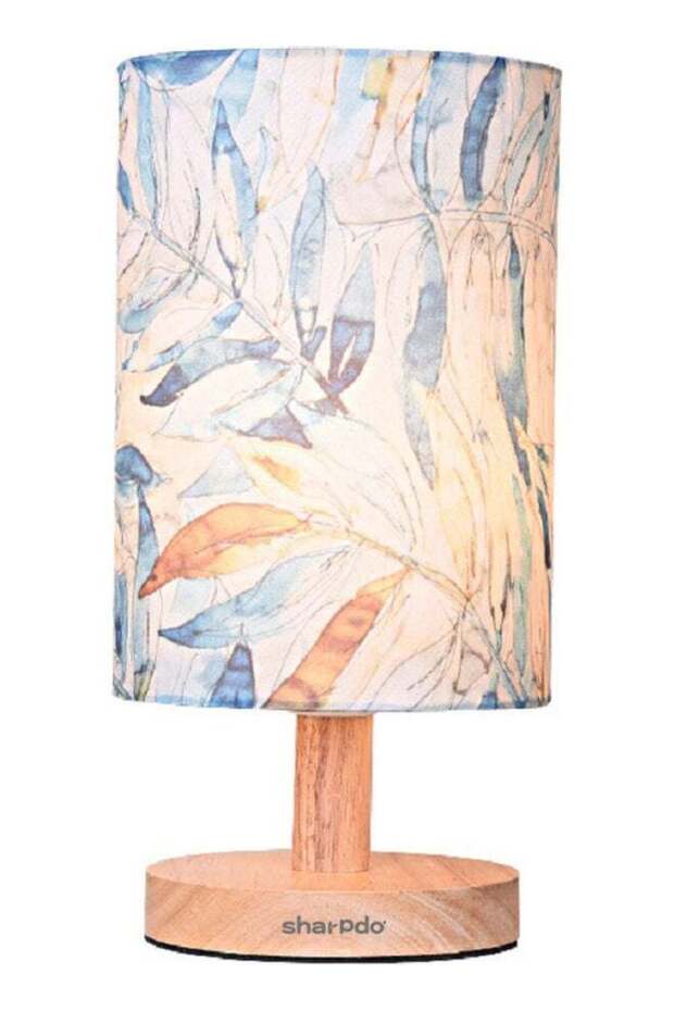 مصباح طاولة LED بقاعدة خشبية من خشب القيقب الخريفي متعدد الألوان 27x14x14 سم