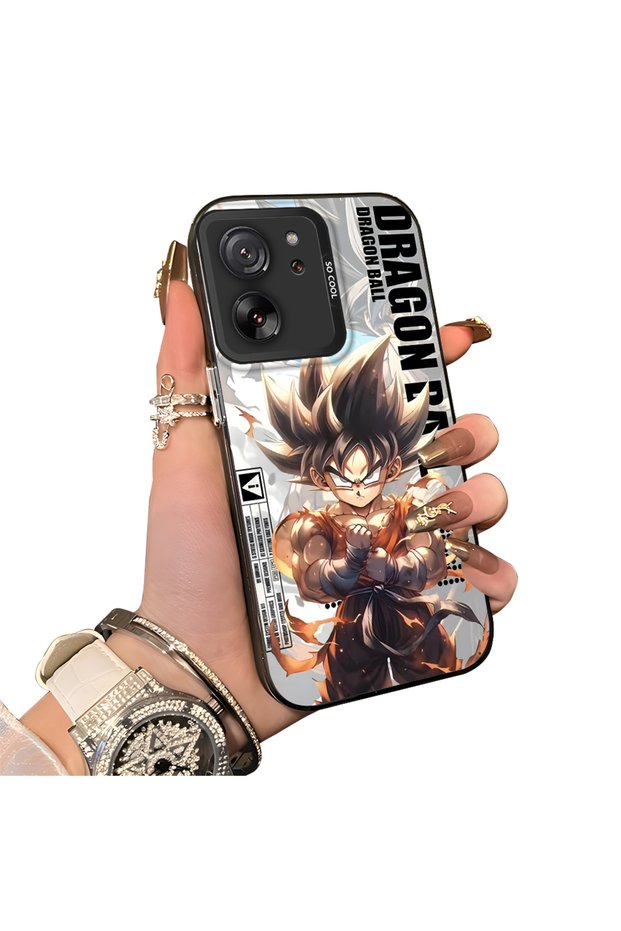 Mi 13T-Compatible Silicone Hard-Edge Back Case with Dragon Ball Design—Cute Couple Phone Case