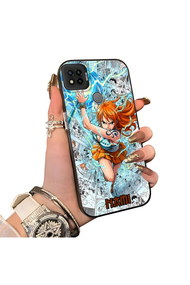 Redmi 10A Compatible Silicone Edge-to-Edge Hard Back Case with Nami Pattern—Lovers' Phone Case