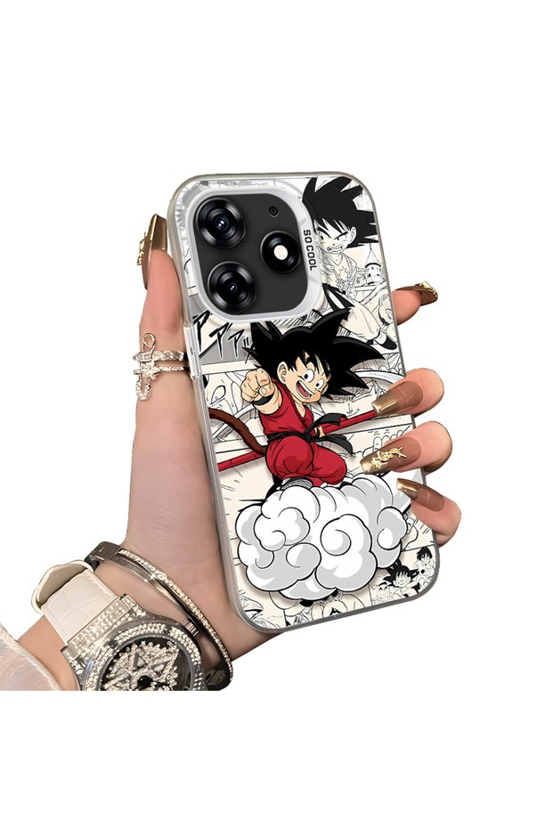 Tecno Spark 10 Pro 4G-Compatible Silicone Hard-Edge Back Case with Goku Design—Couple's Phone Case