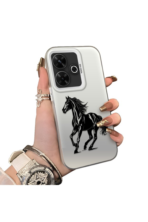 Poco M6 Compatible Silicone Hard-Edge Back Case with Patterned "Loving Couple" Phone Case