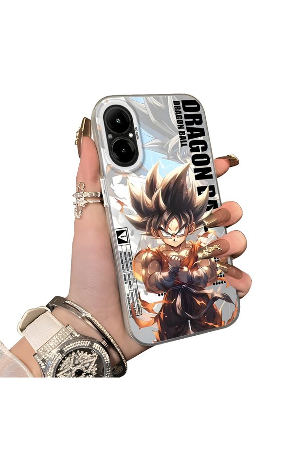 Realme 12 Lite Compatible Silicone Hard-Edge Back Case with Dragon Ball Design—Cute Couple Phone Case