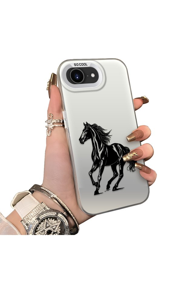 iPhone 17e-Compatible Silicone Hard-Edge Back Case with Patterned "Lovers" Design Phone Case