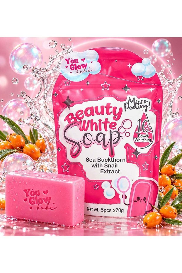 Glow Babe Beauty White Soap 5-in-Set – Snail & Sea Buckthorn Micro Exfoliating Glow Bars (70g x