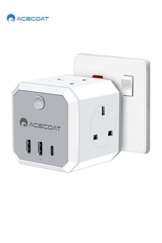 محول تمديد متعدد المنافذ مع 3 منافذ USB، وحدة تمديد مكعبة مع فتحات USB-C، شحن سريع 3.4 أمبير، M