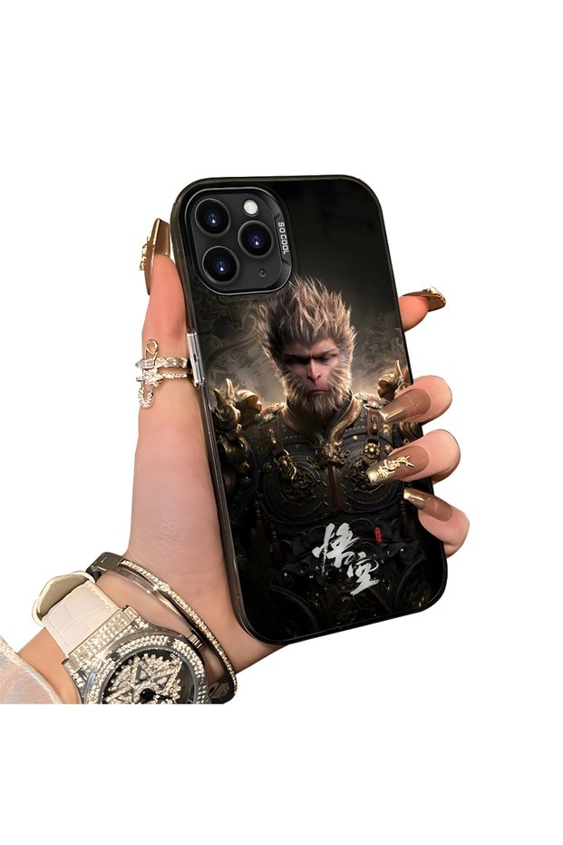 iPhone 11 Pro Max Compatible Silicone Hard-Edge Back Case with Wukong Pattern—Couple's Phone Case