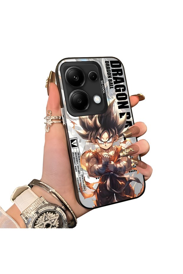 Redmi Note 14s Compatible Silicone Hard-Edge Back Case with Dragon Ball Design—Cute Couple Phone Case