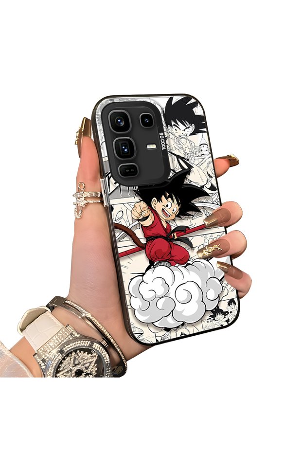 Infinix Note 50 Pro Plus Compatible Silicone Hard-Edge Back Case with Goku Design—Couple's Phone Case