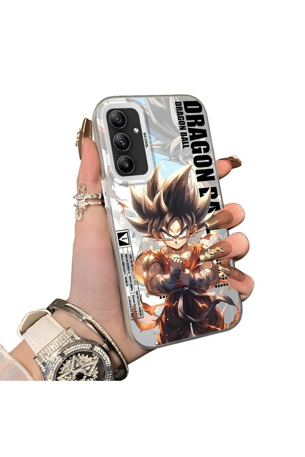 Samsung Galaxy A34 Compatible Silicone Hard-Edge Back Case with Dragon Ball Design—Cute Couple Phone Case