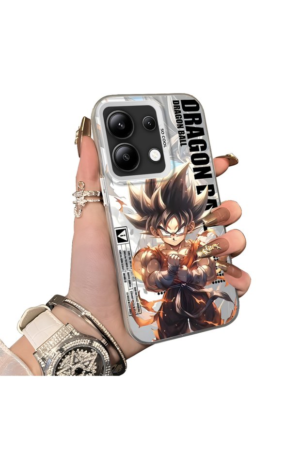 Redmi Note 13 Compatible Silicone Hard-Edge Back Case with Dragon Ball Design—Cute Couple Phone Case