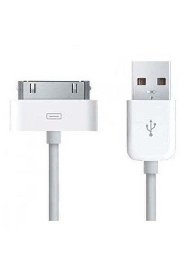 كابل شحن ونقل بيانات لأجهزة iPad 2 / 3 / iPhone 4 / 4S / 3G / 3Gs / iPod Nano Touch، باللون الأبيض.