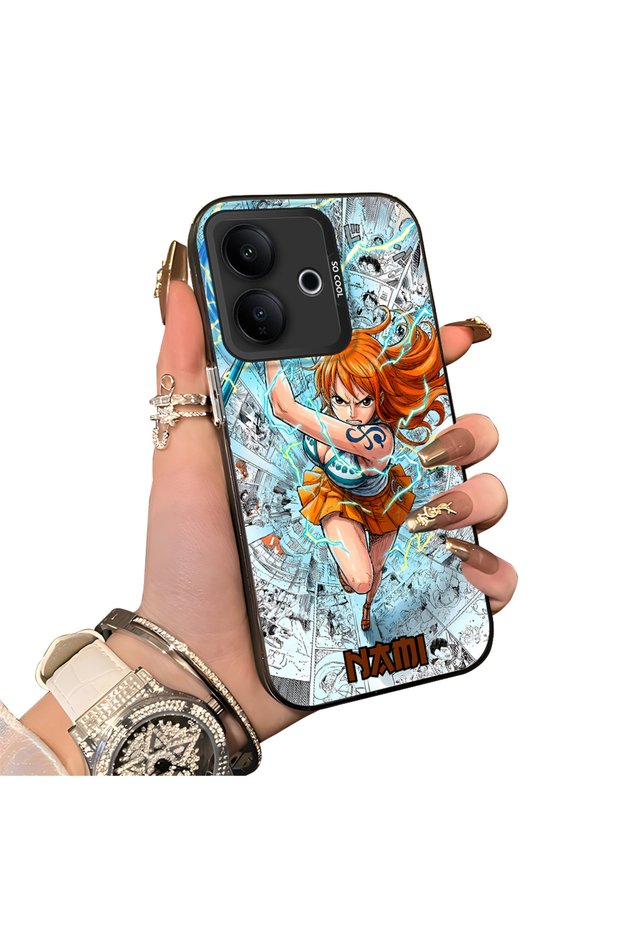 Vivo V60 Lite 5G-Compatible Silicone Hard-Edge Back Case with Nami Pattern—Romantic Couple Phone Case