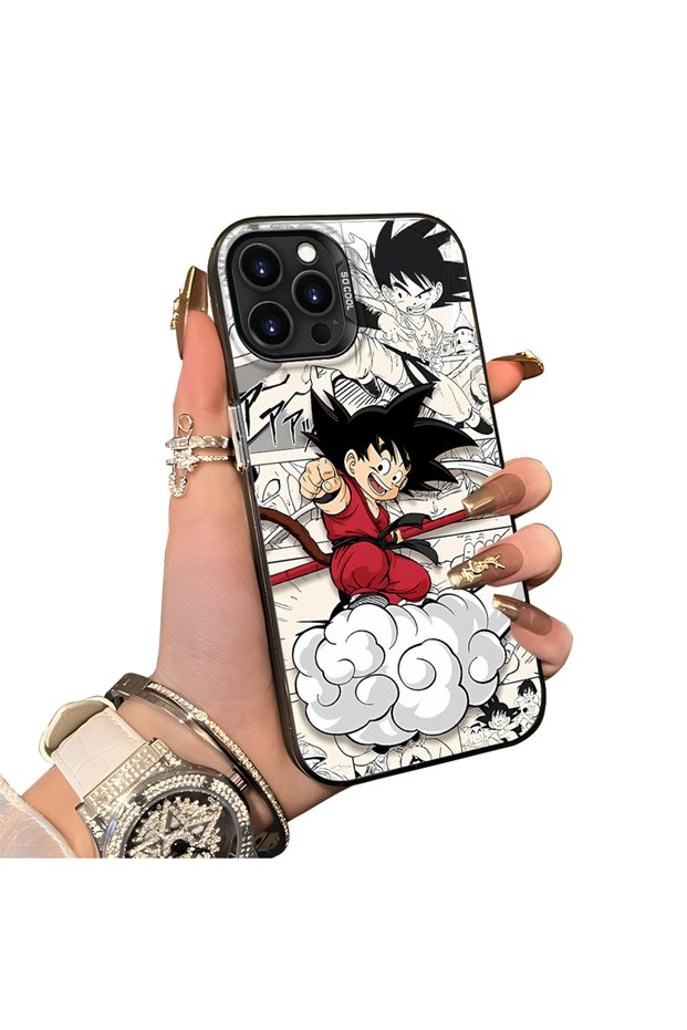 iPhone 13 Pro Max Compatible Silicone Edge-to-Edge Hard Back Case with Goku Design—Couple's Phone Case