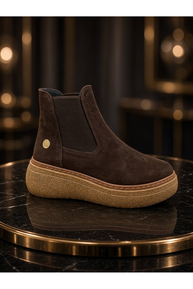 Kemal Aygün-Mammamia MammComfort Women's Genuine Nubuck Leather thick-soled Chelsea Boots