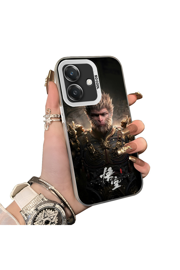 OPPO A3 5G-Compatible Silicone Hard-Edge Back Case with Wukong Pattern—Romantic Couple Phone Case
