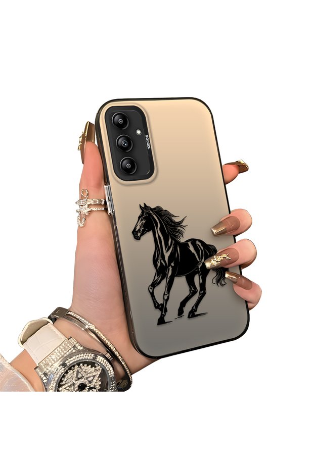 Samsung Galaxy A14 Compatible Silicone Hard-Edge Back Case with Patterned "Lovers" Phone Case