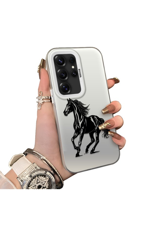 Samsung Galaxy S25 Ultra Compatible Silicone Hard-Edge Back Case with Patterned "Lovers" Design Phone Case