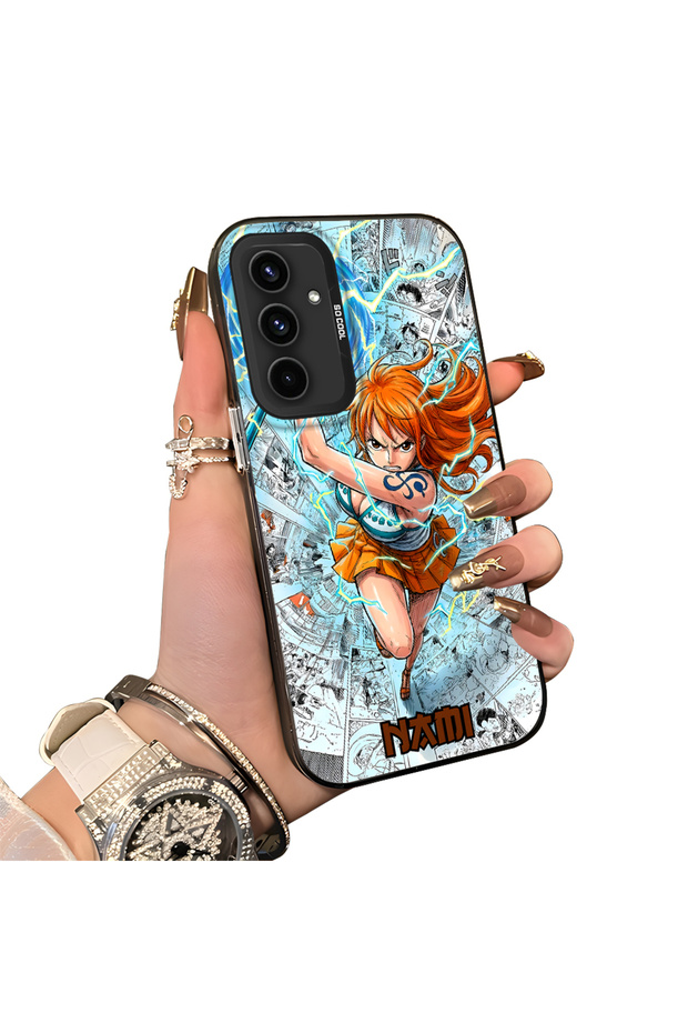 Samsung Galaxy A54 Compatible Silicone Hard-Edge Back Case with Nami Pattern—Romantic Couple Phone Case