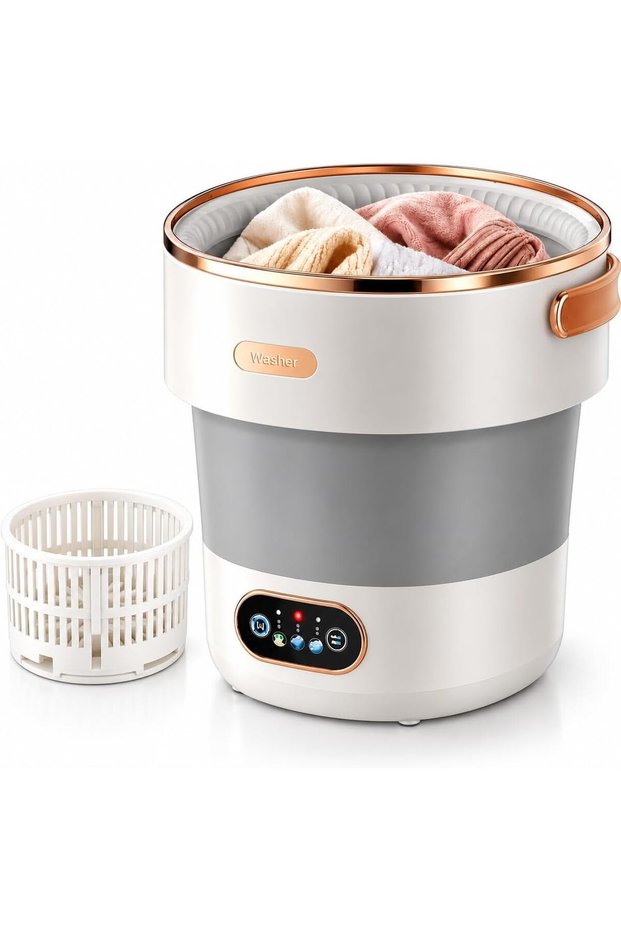 13L Portable Washing Machine with Spin Dryer, Foldable, Grey