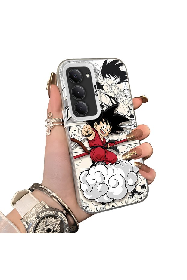 Redmi 15 5G-Compatible Silicone Edge-to-Edge Hard Back Case with Goku Design—Couple's Phone Case