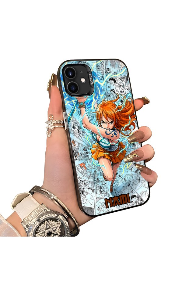 iPhone 12 Mini Compatible Silicone Edge-to-Edge Hard Back Case with Nami Pattern—Couple's Phone Case