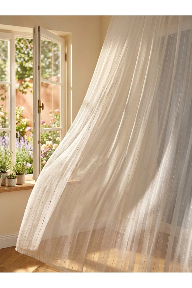 ROME ECRU 1/3 PLEATED TULLE SHEER CURTain APM