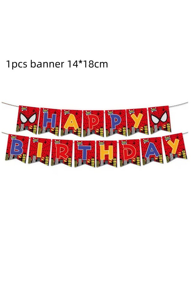 other 1pcs banner Mask Spider Hero Birthday Party Supplies Tableware Kit Plates Cups Tableclo