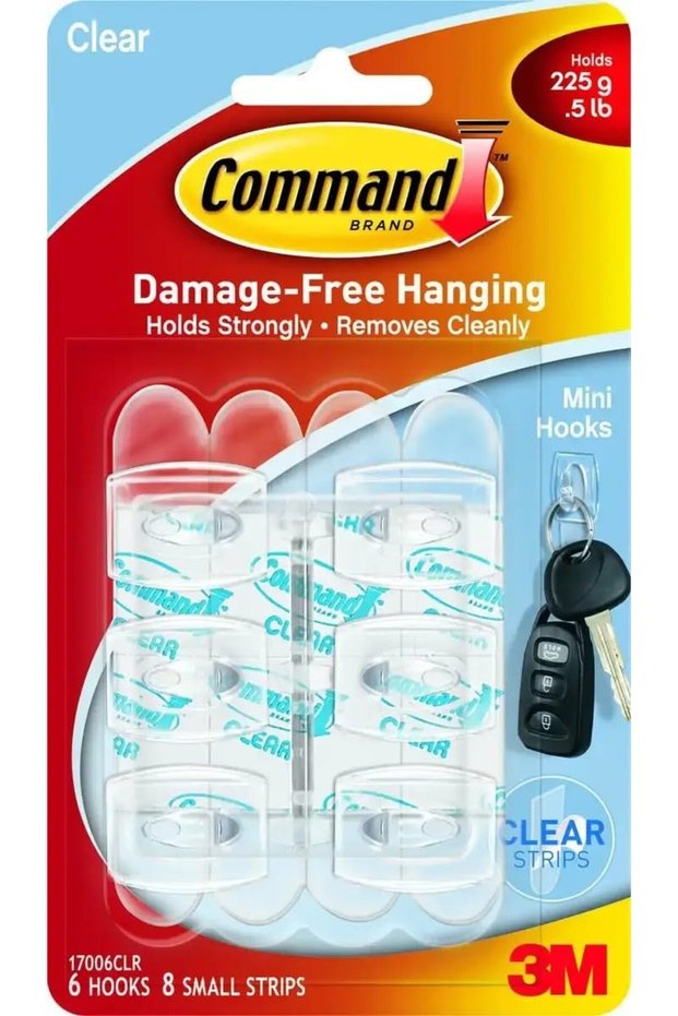 Strips 17006CLR Clear Mini Hooks 6 Count