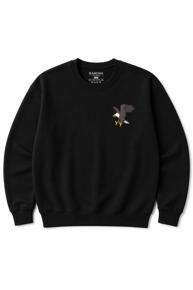Flying Eagle – Minimal Chest Print Wildlife Graphic Sweatshirt