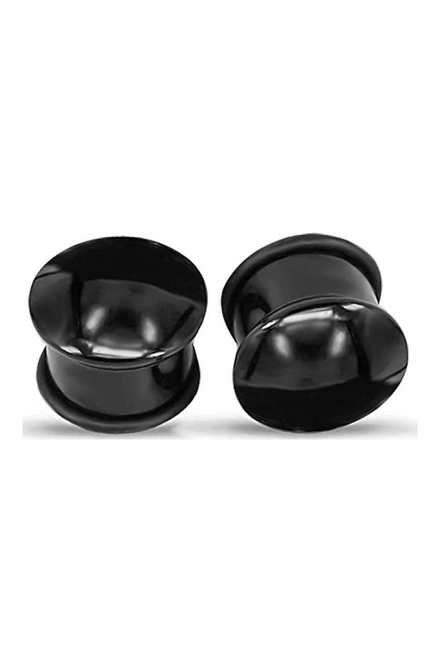 18mm Black Set of 1 Pairs Single Flare Acrylic Ear Plugs Tunnel Expander Piercing Ear Gauges with O-