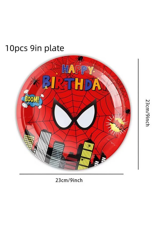 other 10pcs 9inch plate Mask Spider Hero Birthday Party Supplies Tableware Kit Plates Cups Ta