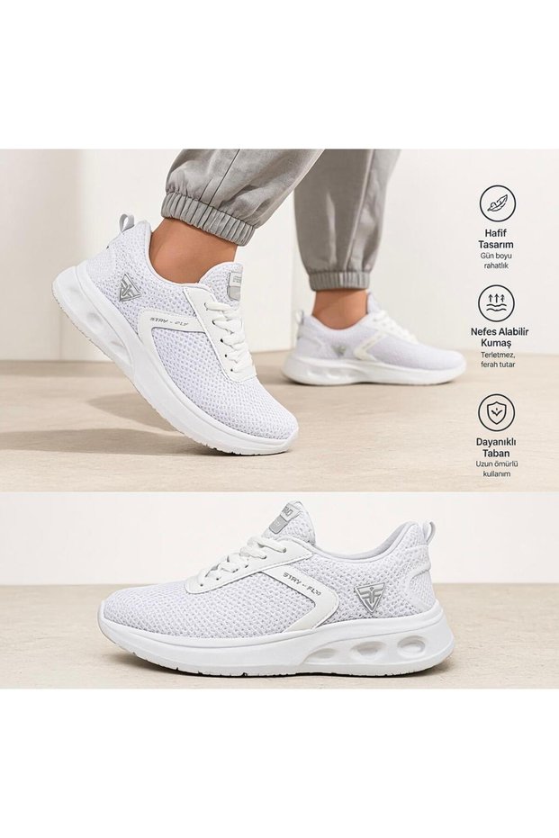 White Lightweight Casual Walking, Running, and Athletic Sneakers for Men and Women - Stay-Fly