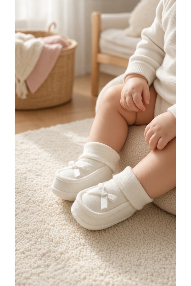 Supported Slippers with Bow Detail for Girls and Boys—Baby House Slippers and Shoes