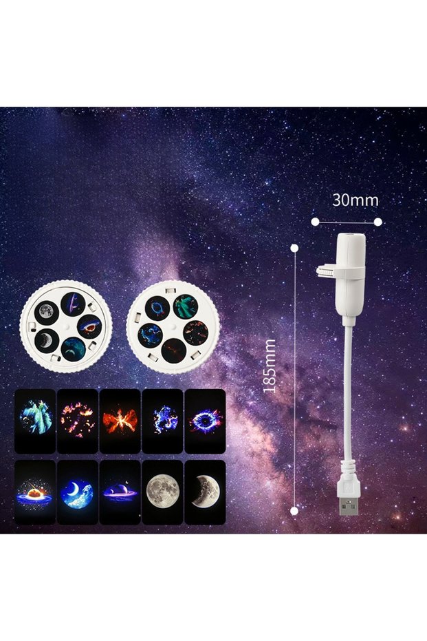 10 تصاميم، عبوة مزدوجة، إضاءة سماء مرصعة بالنجوم، تعمل بمنفذ USB، 360 درجة ° ضوء ليلي دوار بتصميم إبداعي لغرفة النوم